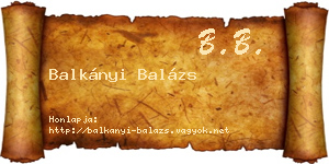 Balkányi Balázs névjegykártya